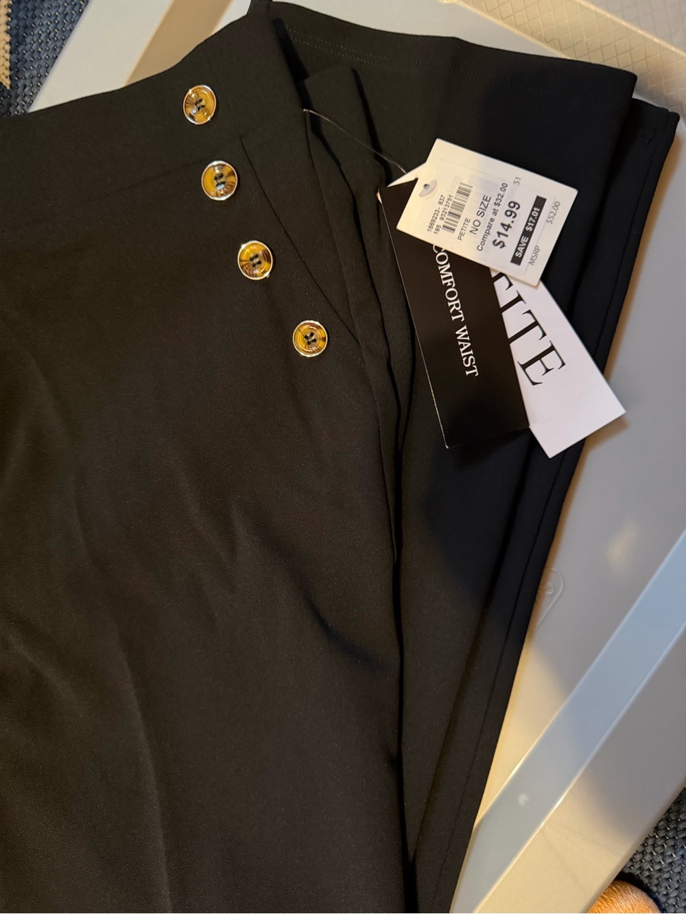 Black Womens Button-Accent Skirt - Comfort Waist